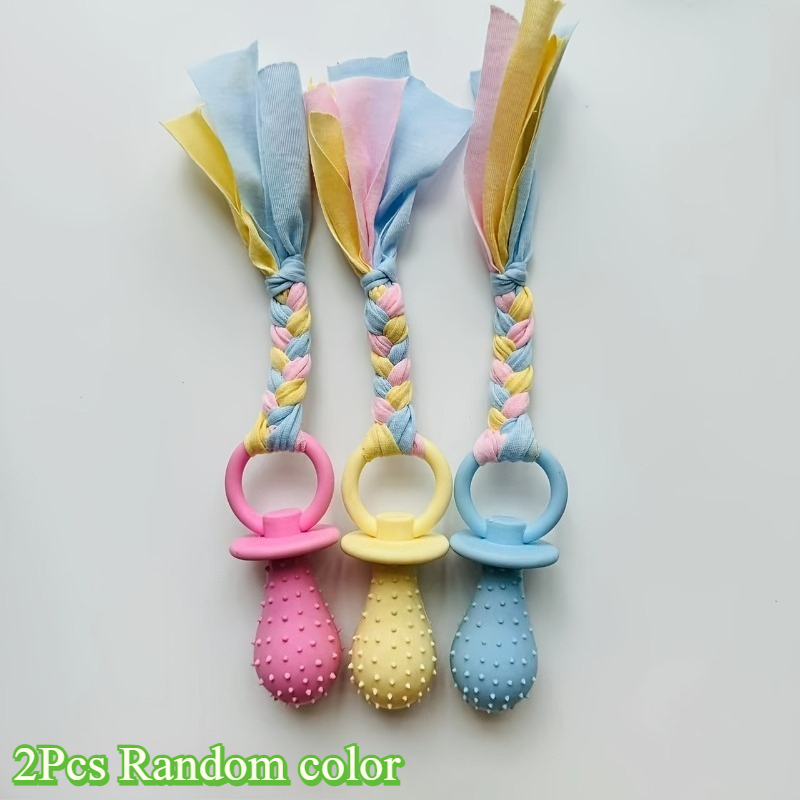Image of 2pcs Random Color Fabric Strip Pet Toys, Dental Chew Pacifiers For Cats And Dogs, Non-toxic Teething And Boredom , Compact And Portable, Essential For Dog Owners