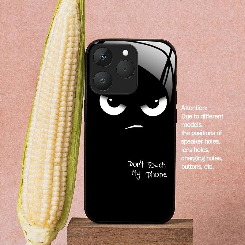 TEMU Funda para Teléfono - Una Funda de Teléfono de Vidrio con y un de Ojo de Advertencia en Fondo Negro que Transmite un de Lujo, Adecuada para