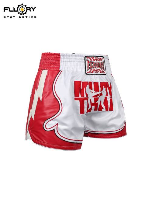 embroidered contrast color muay thai shorts unisex suitable for fighting gym mma heavy boxing shorts