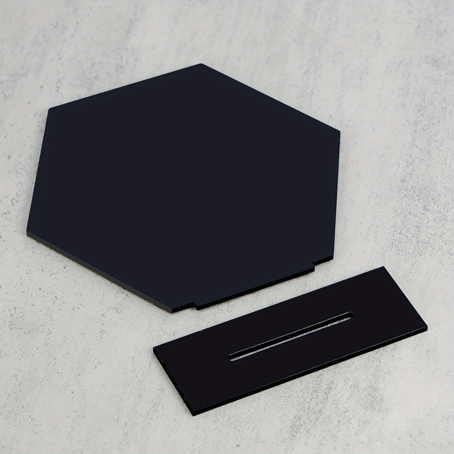TEMU 10pcs Black Hexagonal Acrylic Blank Signs With Stands | 5.5- Black Acrylic Table Signs And Bases, For Wedding Table Numbers, Wedding Signs,