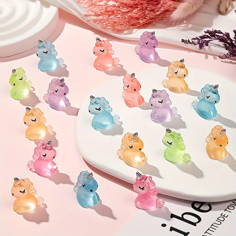 60 Stück Mini-Einhorn-Figuren Aus Kunstharz – Leuchtend, Für Deko, DIY & Modellbau – Bunt, Ca. 2-3 Cm Groß