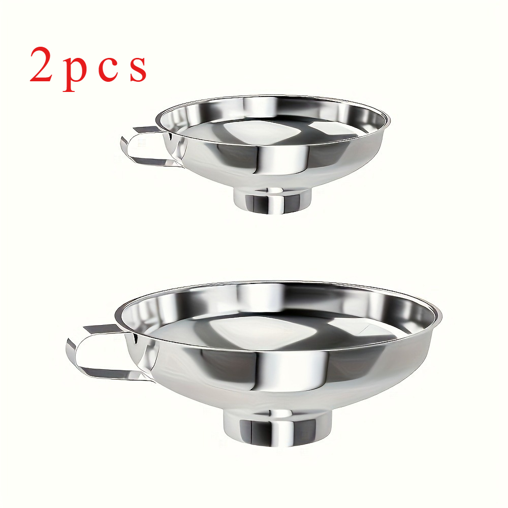 TEMU Set Of 2 Stainless Steel Funnels Designed For Mason Jars - Includes Wide And Regular Mouth Options, Sturdy Kitchen Funnels Suitable For Glass Jars, Perfect For Canning, Preserving, And Cooking