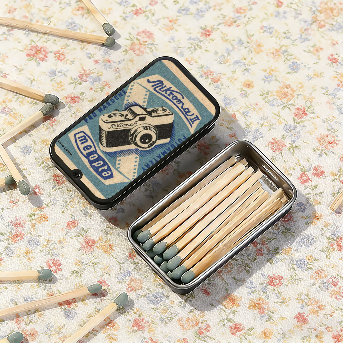 TEMU 1pc Vintage Camera - More - Vintage Pattern Matchbox, Matches Not Included - Vintage Style, Supports Storage Of Matches//small Trinkets,