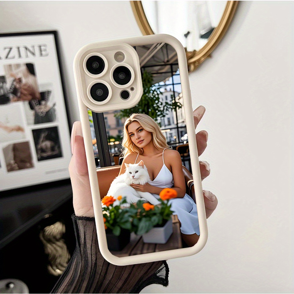 Custom Picture Phone Case with Sky Ladder Mirror Finish, High Definition, Black Soft Edge for iPhone 16/15/14/13/12/11/Plus/Pro/Pro Max Custom Cases, DIY Photo and Text Pattern, Personalized Birthday Gift for Family and Friends, Christmas Gift, Custom Photo Black Border TPU Protective Cover Suitable for Birthdays, Christmas, Valentine's Day