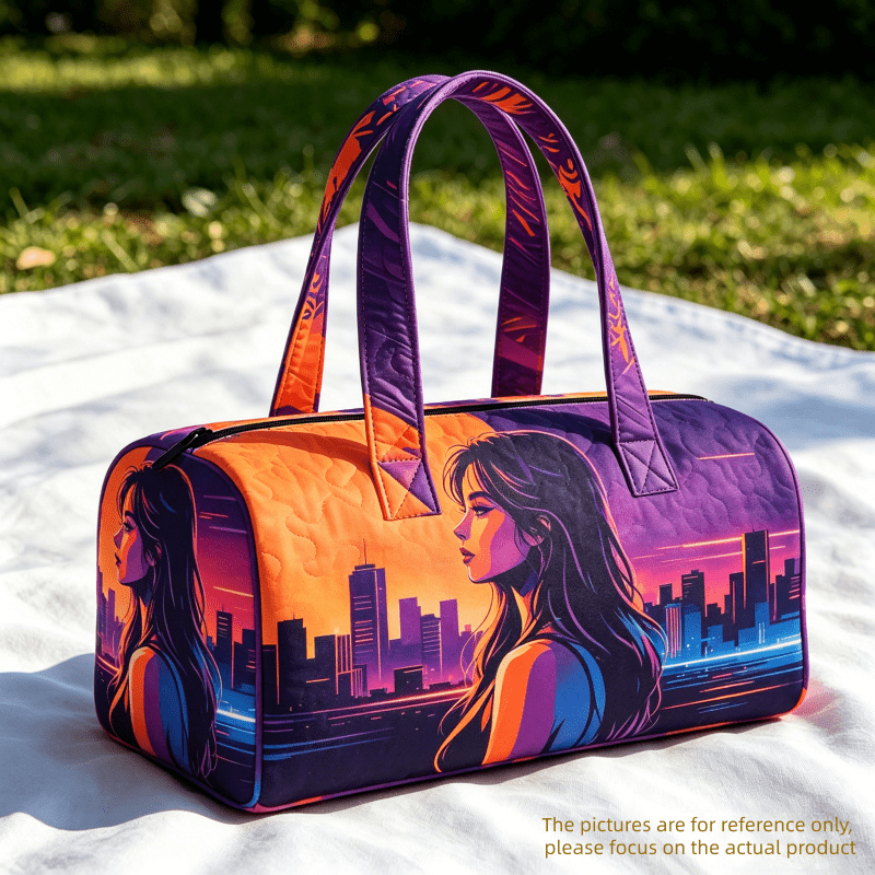 Fashionable Quilted Large Capacity Handheld Tote Bag, Versatile Daily Pattern, Fitness And Travel Storage Bag, 2d Printed Pattern