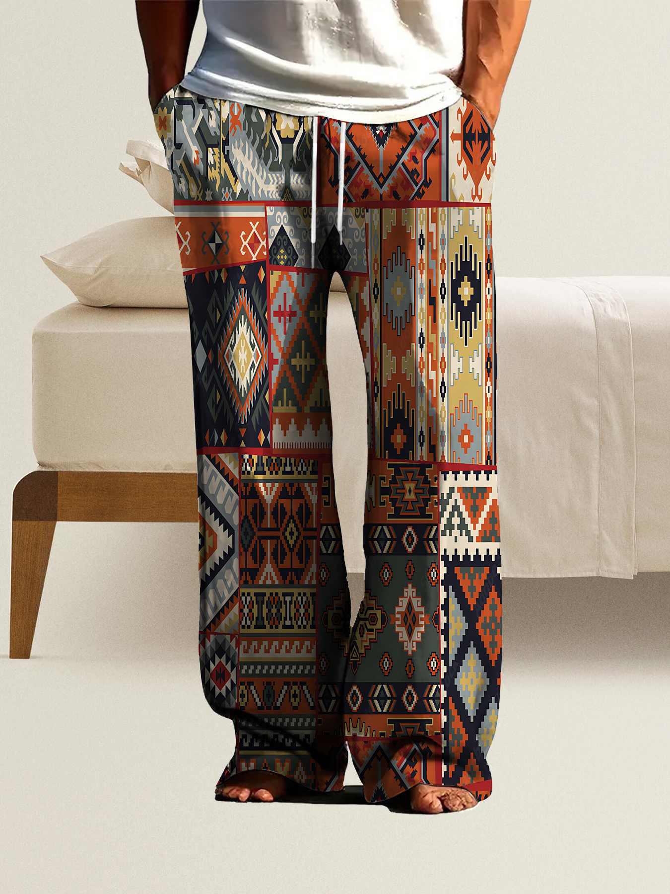 【SATIIIZ】Elas Ethnic Slacks ZYM Dance Style, Ladies latin dance pants style 2378 Black
