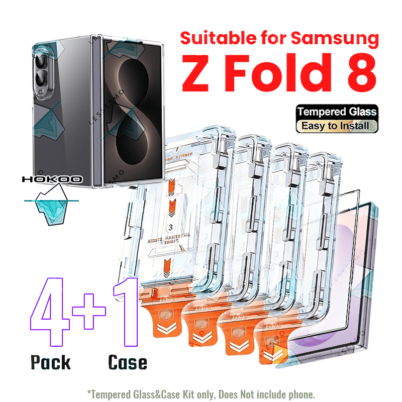 TEMU Suitable For Z Fold 8 Case [4+1] 4--install Kit Uhd Screen Protector And 1-set Hd Case, Anti-shatter And Scratch Dust-free 9h Tempered Glass