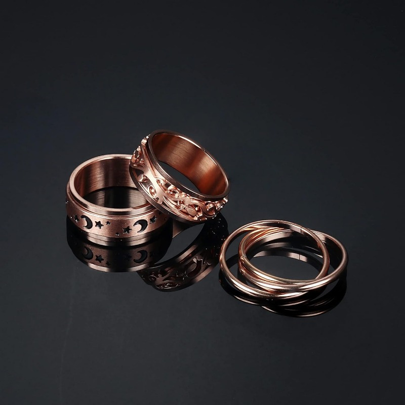 3pcs 316l stainless steel fidget spinner rings moon   celtic inspired stress relieving spinning rings for women men ideal for gifting sports casual attire casual attire rings stainless steel rings durable rings fidget spinner rings Product details 7