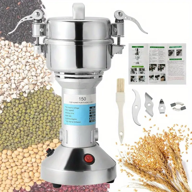 high speed electric spice herb grinder 750w commercial grade stainless steel 28000rpm 70 300 mesh capacity for kitchen herbs spices peppers coffee details 0
