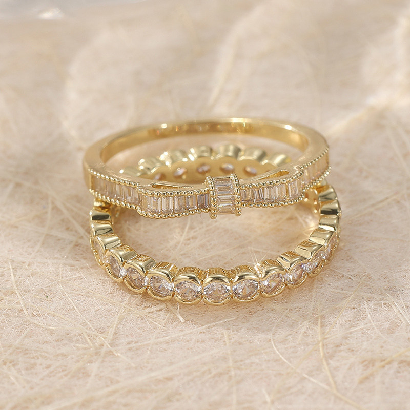 4pcs Retro Copper Material Hand Carved Texture Ring Set