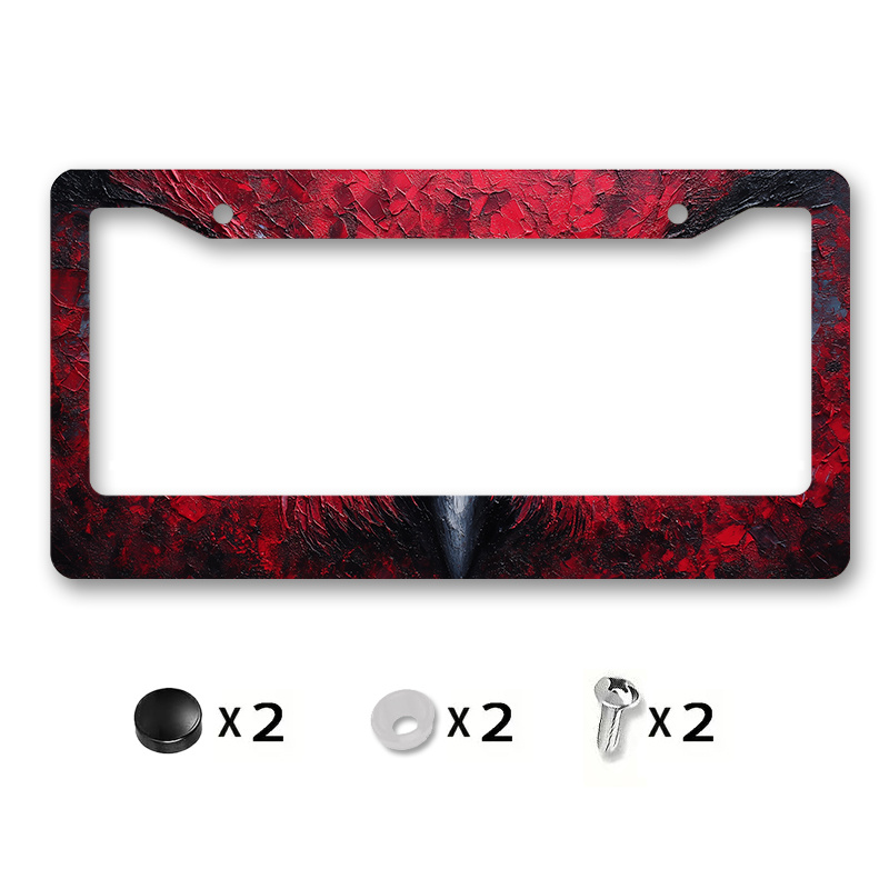 TEMU Metal License Plate Frame Cover With Orange Eyes Design For Outdoor Car Decoration During Autumn Festivals