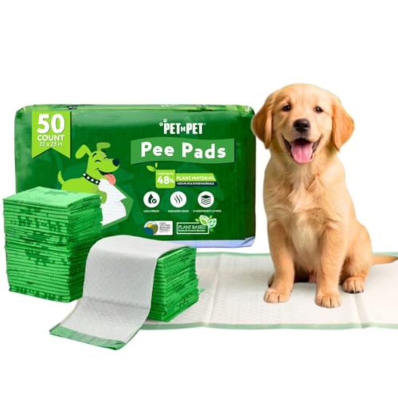 50 Counts Training Pad for Dogs 48% USDA Certified Plant Based Dog Pad Unscented Puppy Pee Pads Leak-Proof Pee Pads for Dogs