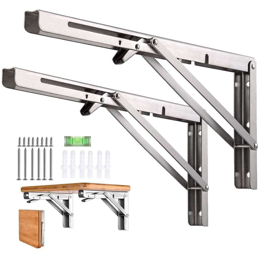 E-shop Schwerlast-Faltbare Halterungsscharnier - 120 kg Tragfähigkeit, Platzsparende Verstellbare Regalstütze für Zuhause, Küche, Büro - Stabile