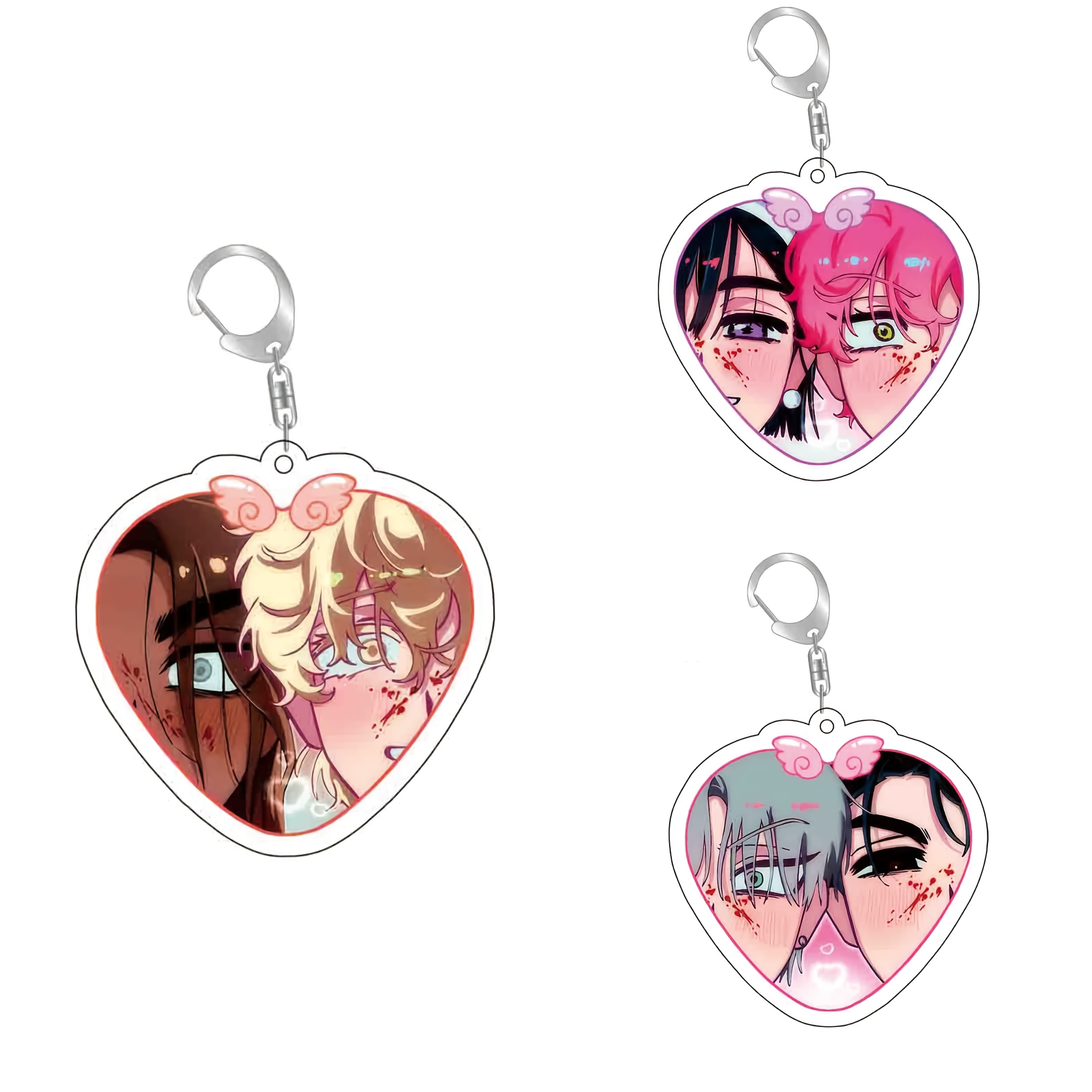 TEMU Plat 2D, Lot de 3 porte-clés acryliques d'anime plats 2D, accessoire de sac à dos, digne d'être collectionné, des remises de diplômes, rentrée