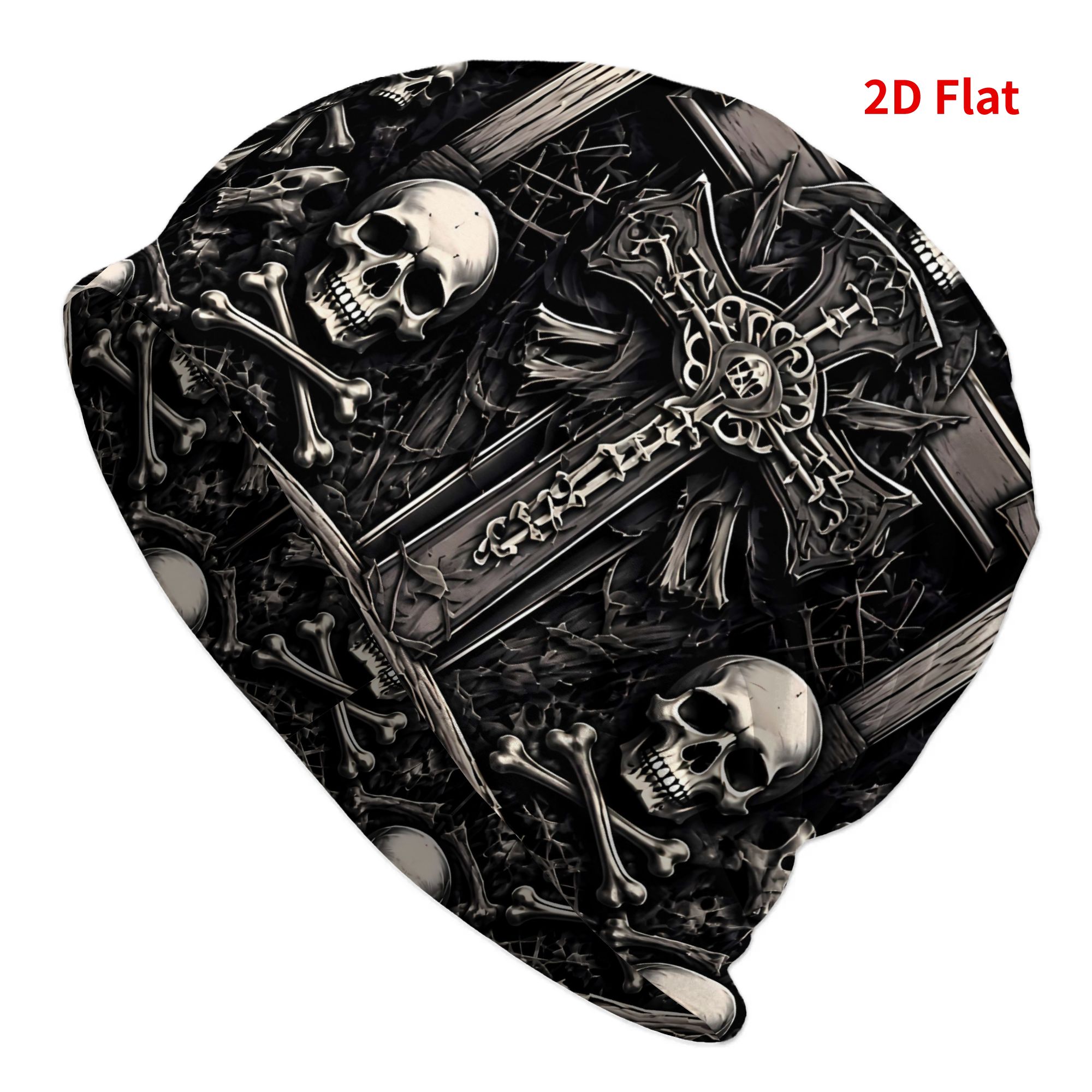 TEMU 2d Print Design Skull Cross Bones Fashionable Trendy Novelty Beanie, A Fusion Of Cool Design And Soft Texture, Suitable For Daily Casual Outfit