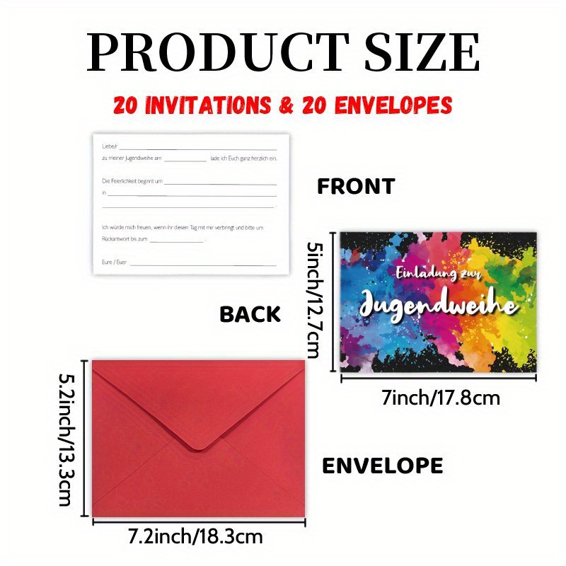 TEMU Invitation Letters With 20 Cards And 20 Envelopes, Featuring A Youth Graffiti Theme For Celebrating Milestone Birthdays. Invites Are Ideal For