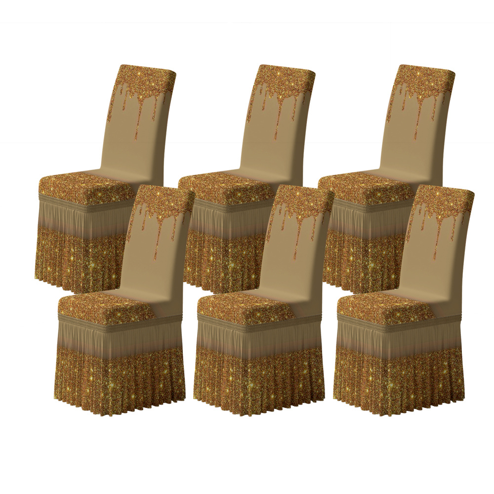 TEMU Elastic Flared High-back Full Chair Cover, Luxurious Golden Pattern Print Adds A Festive, Atmosphere. Removable And Washable Protective Cover,
