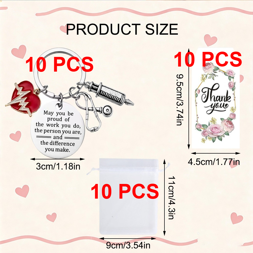 TEMU Gift For Her/him 30pcs Nurse Doctor Keychain With Heartbeat Design Holiday Gift Set, Nurse Appreciation Gift, Nurse Keychain, Organza Bag And