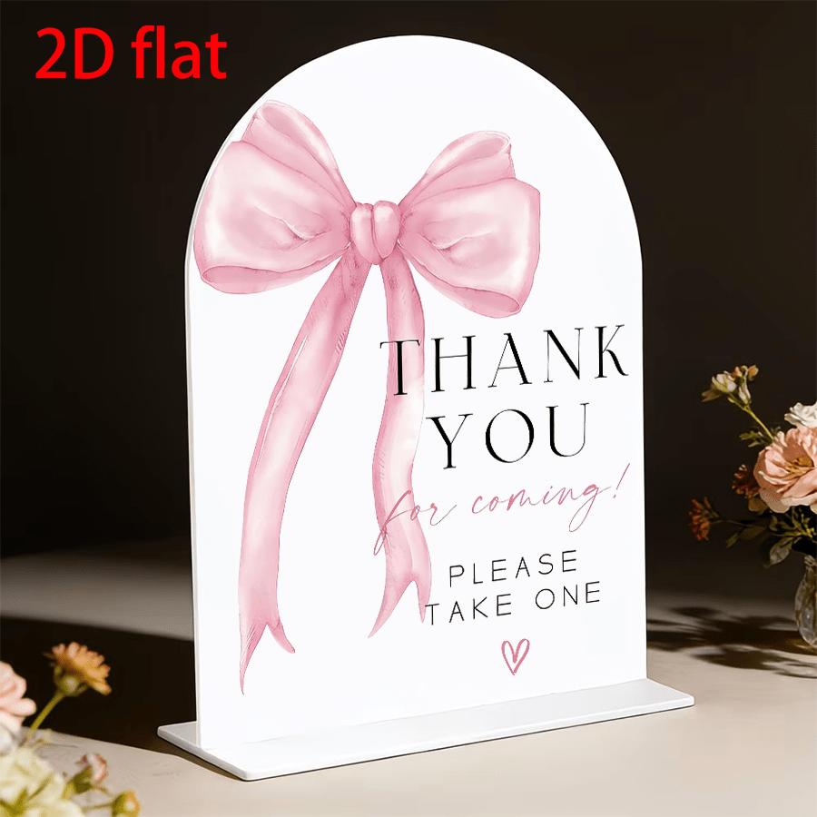 TEMU 2D Plat - [2D Plat] 1pc, Panneau de Table de Remerciement avec Nœud Rose, en Acrylique " d'être , Priez d'en un", Convient pour Mariages, Fêtes