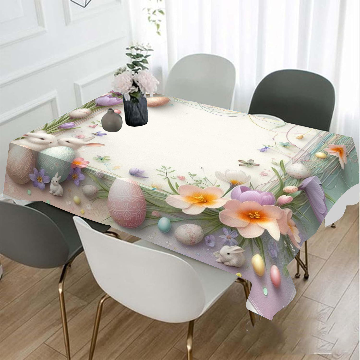 

Easter Envelope Egg Tablecloth, 100% , , Table , Dustproof Cloth For Dining Tables, For Gatherings And