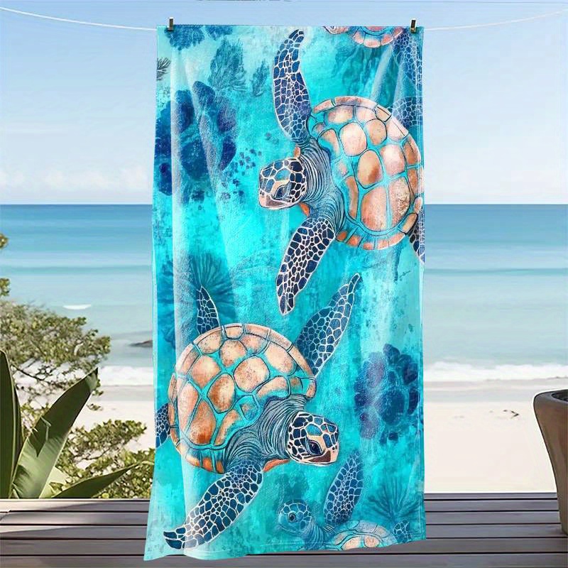 Sea Turtle Print Beach Towel Ultra Soft Quick Dry Microfiber_voghion.com