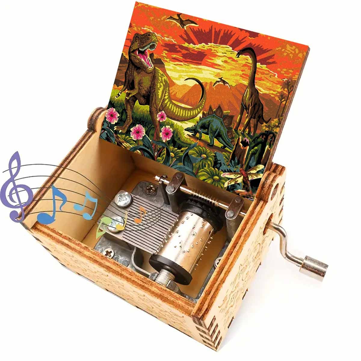 TEMU Dinosaur Era Wooden Music Box, From High-quality Wood, A Sound That Stories , Making It A For , , And On Birthdays, Holidays, And Anniversaries