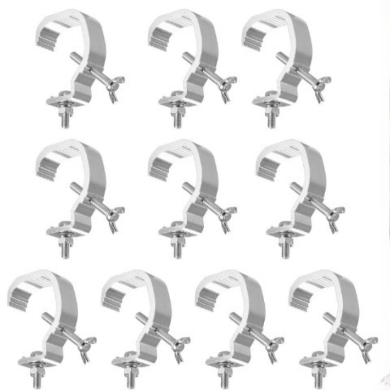 Ff Bonfires Set Of 10 Stage Light Hooks, Single Hook Light Hooks, Light Hooks, Par Light Hooks, Moving Head Light Hooks, Cast Aluminum Light Hooks, 20" Wide Par Light Hook Clamps For 30-52" Tubes
