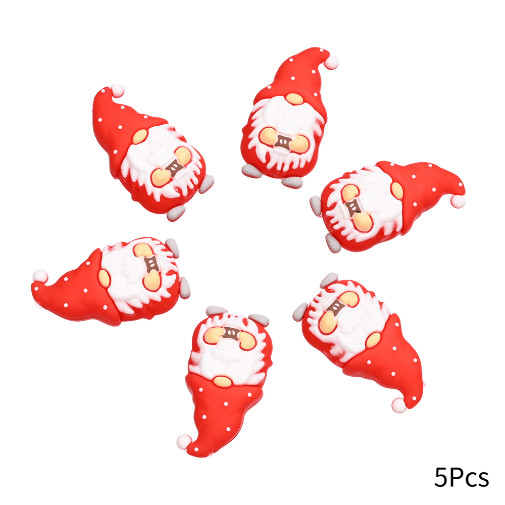 TEMU 5 Stück 17X32Mm Silikon 3D Weihnachtsmann Perlen, Weihnachts-Deko-Perlen, geeignet für Armbänder und Halsketten, Bastelmaterialien, kreative