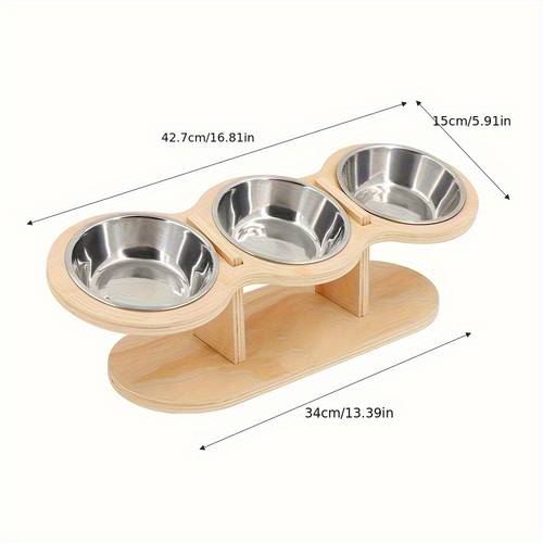 raised cat bowl elevated stainless steel food and water bowls with 15 tilted stand for feline puppy and kitten feeding