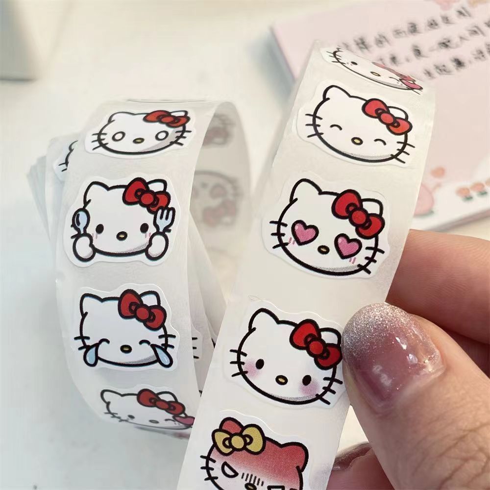 

500pcs Sanrio Hello Kitty Sticker Roll - , Semi-, Reusable Paper Stickers For Scrapbooking, Gift Wrapping, Party Favors & Diy Crafts, Home, Office & Business Use, Sanrio