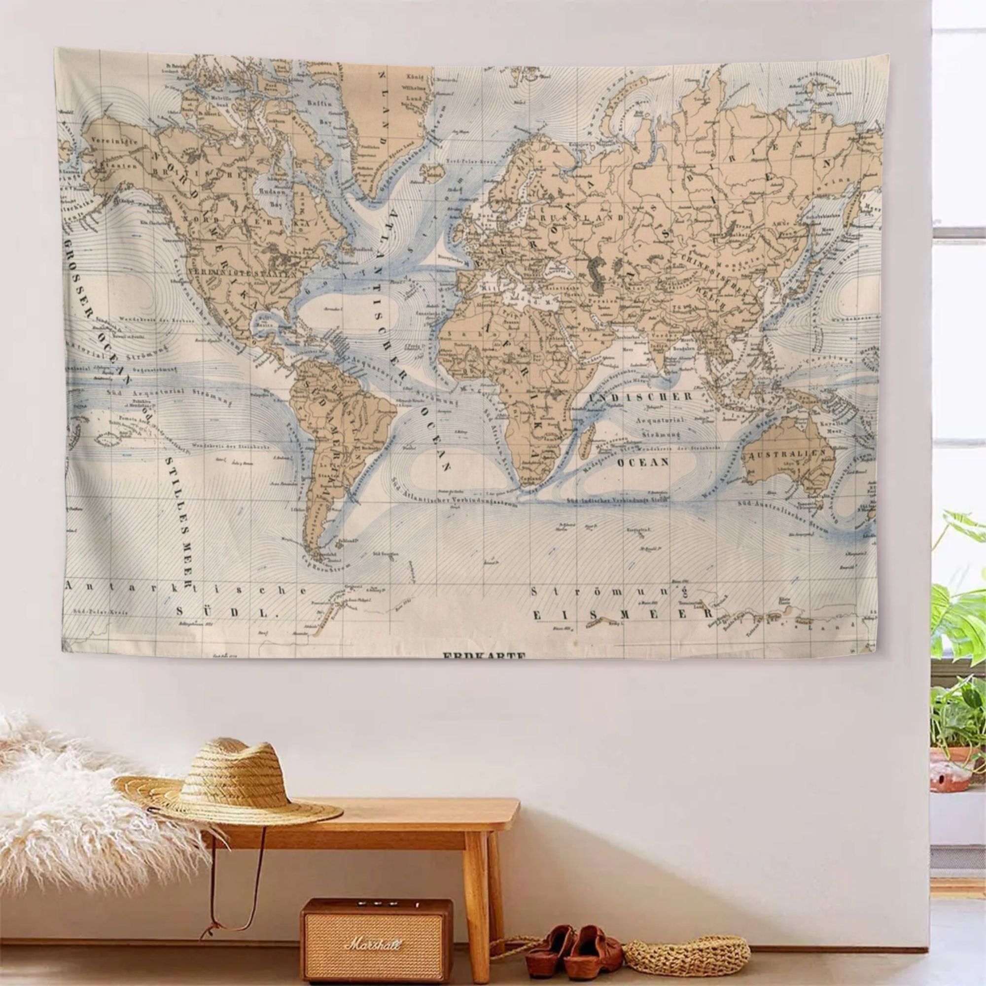 large   map wall hanging horizontal suitable for   decor   poster with detailed geography horizontal print for wide spaces conversation starter for lounge office decoration