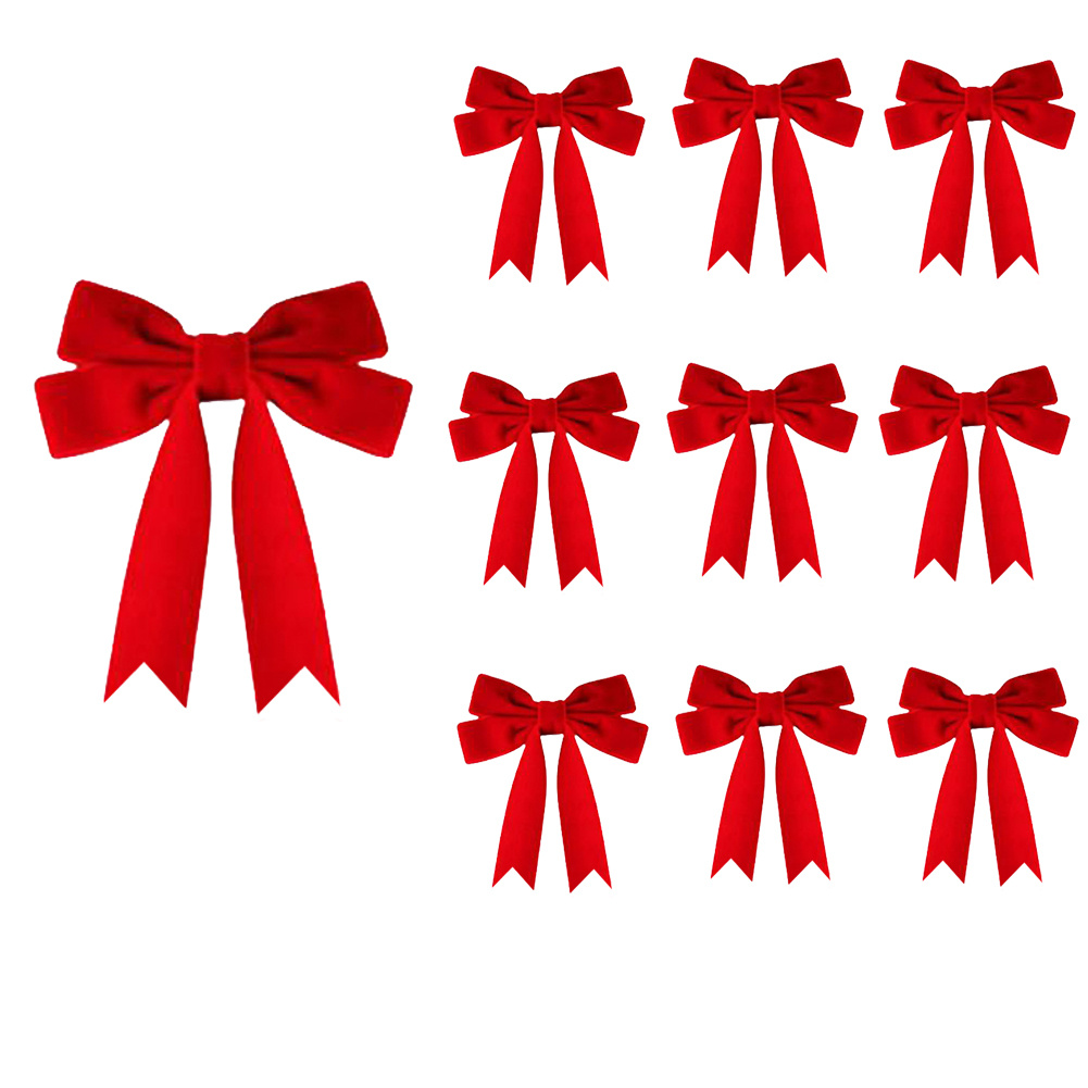 15pcs Christmas Bows Christmas Tree Ornaments For Wreaths Velvet Ribbon Bows For Indoor Outdoor Christmas Party Decorations
