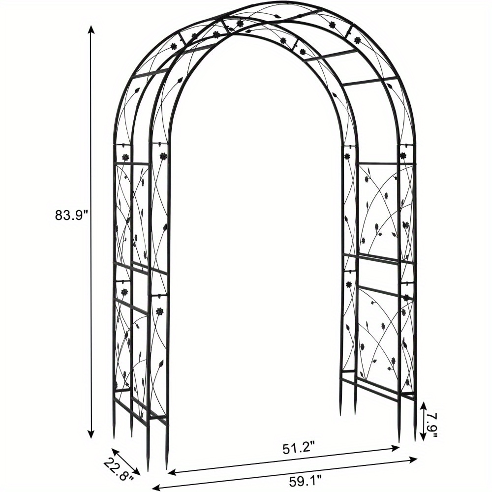   Metal Rose Arch, Stable   Trellis Made of Powder-Coated Steel, Trellis for Garden, Roses, Plants, 139.00 x 59.00 x 212.00cm/ Black (  Roof) (Classic)- Sturdy Powder-Coated Steel Garden Arch with Elegant Black  , 139x59x212cm,   Plant Support for Roses, Vines, Climbing Plants - Ideal for Wedding, Party, Home Decor - Easy Assembly, Garden Decorations, Party Decoration,  , Durable Construction,  , Outdoor Decor
