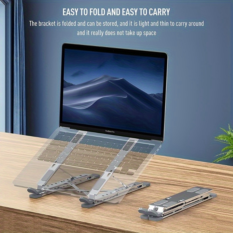 

Aluminum Alloy Laptop Stand - Double-layer, Vertical Folding Design For Heat Dissipation, Portable Desktop Riser