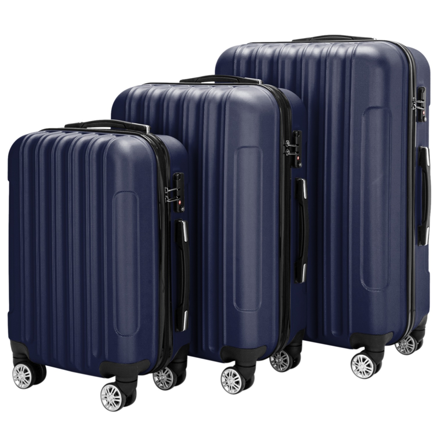 TEMU Bonnlo 3pcs Suitcase Set, Hardshell Luggage Set, 4-wheel Travel Suitcase, Abs Trolley Sizes M-l-xl, With Telescopic Handle, Storage Space