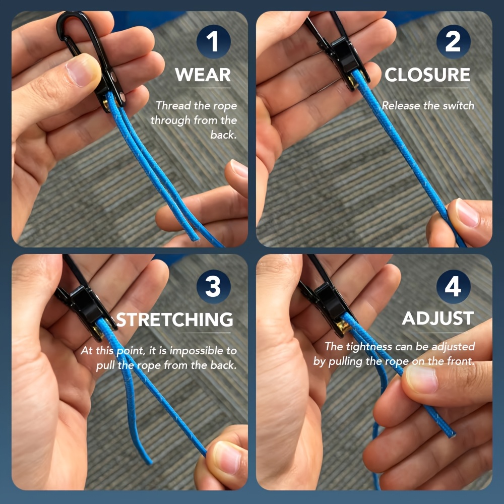 8pcs Set of Black Rope Fastening Tools