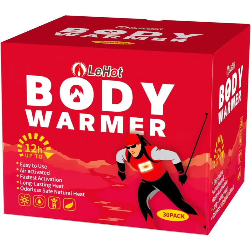 30 pack disposable body warmers long lasting up to 12 hours portable heating pads for outdoor activities skiing hiking camping hunting fast activation safe solution patches without battery Product details 1
