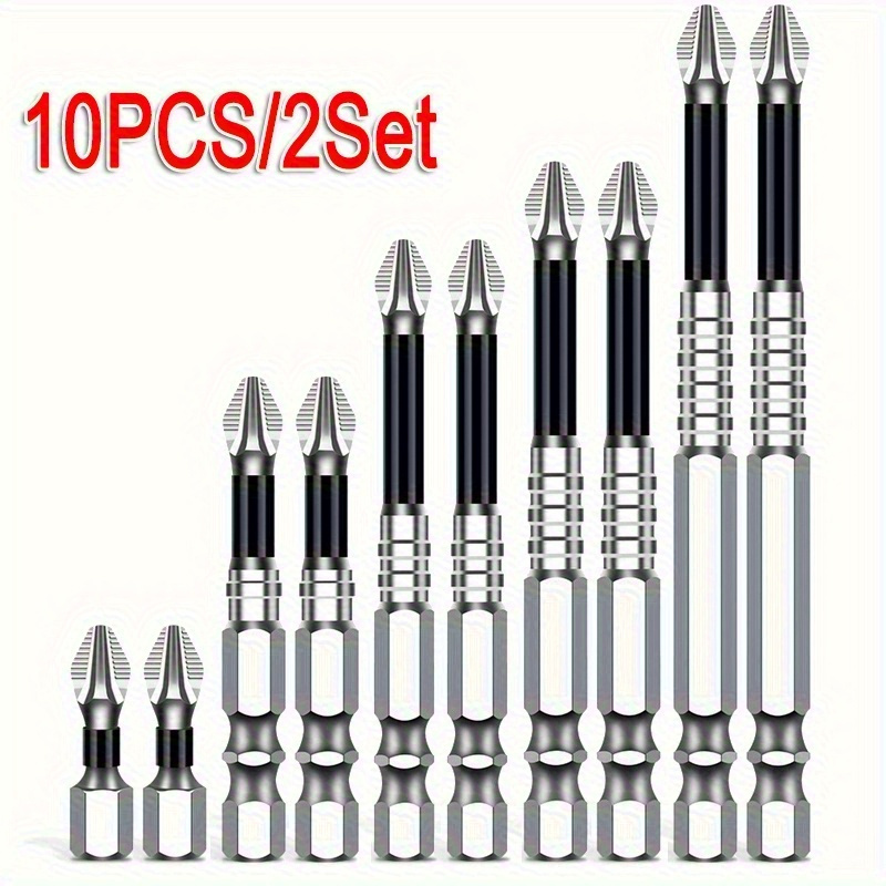 5/10pcs Anti-slip Drill Bits, S2 Magnetic Screwdriver Bits, Heavy-duty Durable Magnetic Screwdriver & Drill Bit Set, Black Non-slip Bit Set