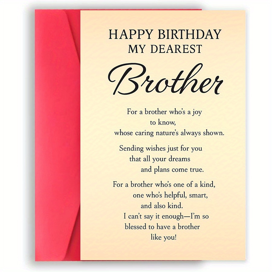 TEMU 1pchappy Birthday Brother Card - Celebrating A , Smart, And Kind Brother - A Thoughtful Gift For Your Sibling On Their