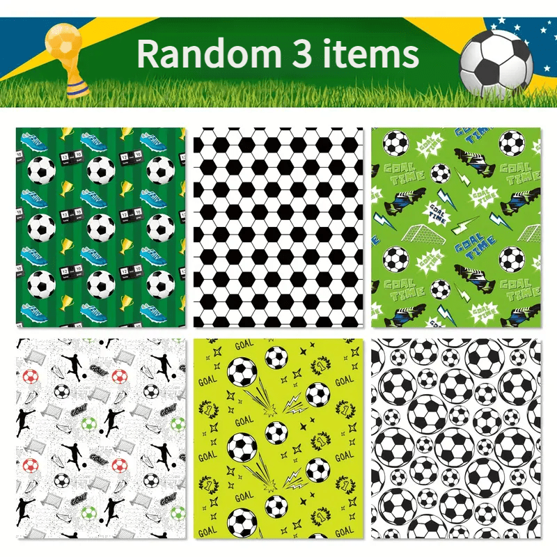 E-shop 3 Bögen Fußball Geschenkpapier - 27X20 Zoll - Sport Fußball mit Stern Design, Ideal für Geburtstagsgeschenke, Partys, Weihnachtsgeschenke,