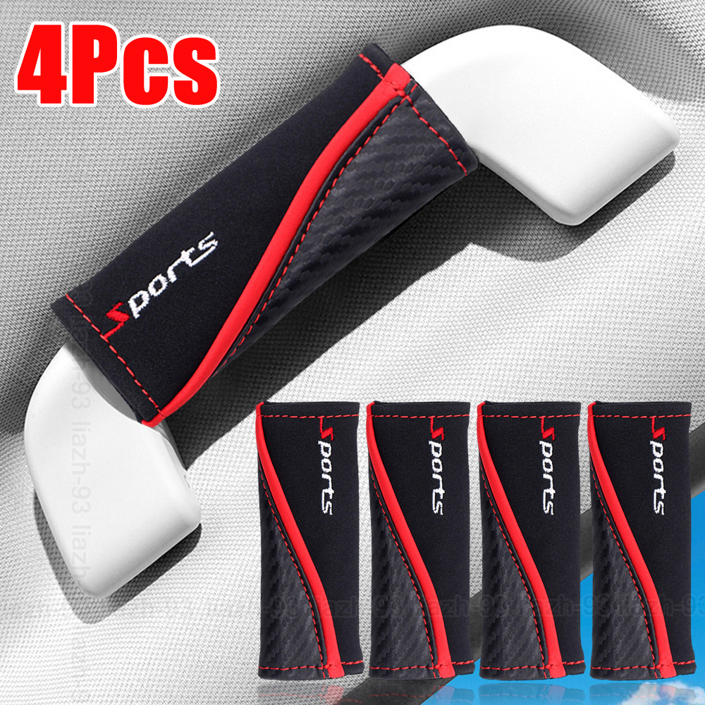 TEMU 4pcs Car Interior Accessories Car Roof Armrest Pull Covers Handle Gloves Pu Leather Styling Universal Protection Cover