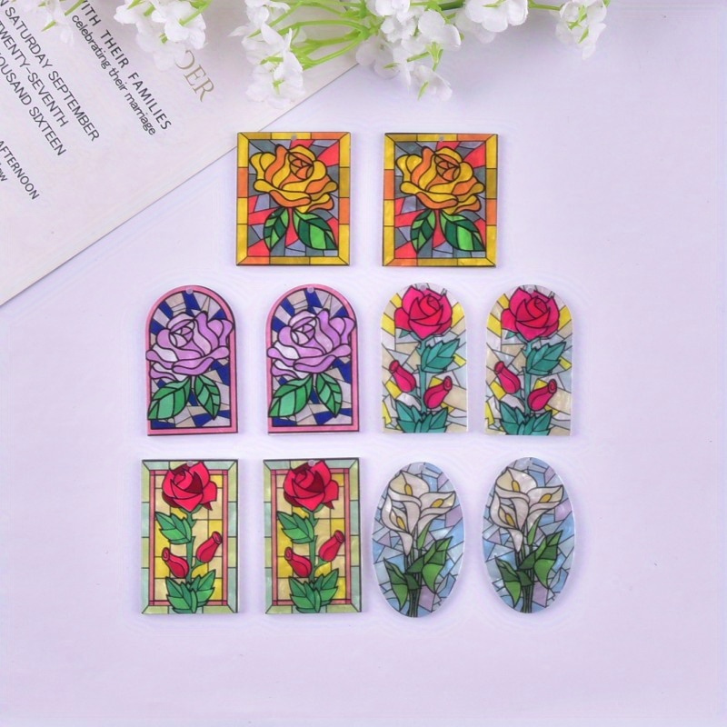 TEMU 10 pièces Pendentifs en Acrylique Style Européen et Américain pour Bijoux DIY, Boucles d'Oreilles Accessoires