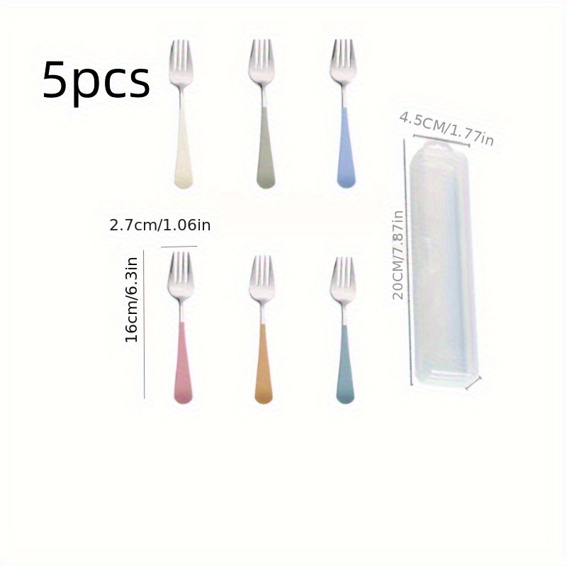 TEMU 5pcs High-quality 304 Stainless Steel Fork Set, Stainless Steel Forks, Steak Forks, Mirror Polished Fruit Skewer Fork Set, Household Forks,