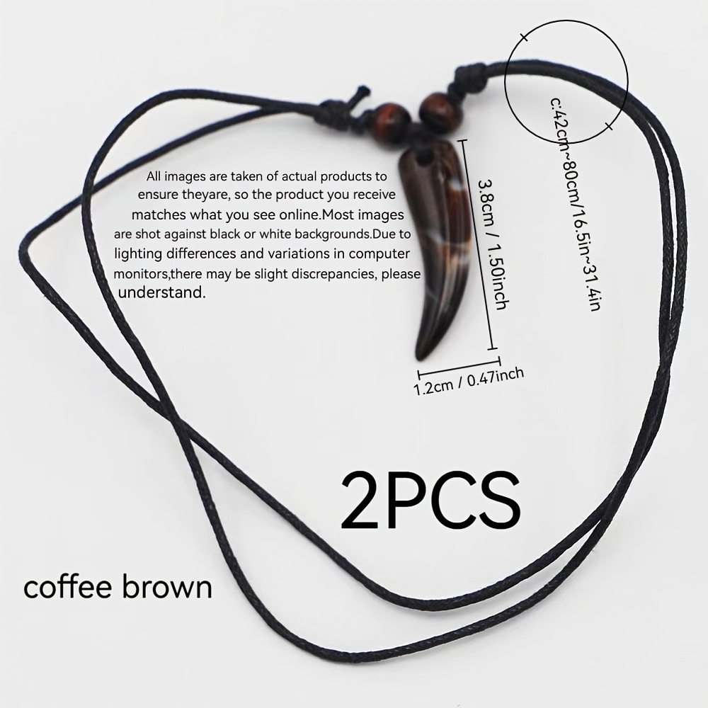 TEMU 2pcs Set Of Coffee-colored Resin Bone-like Pendants| Handmade Beaded Geometric Necklaces Suitable For Men And Women, Ideal For Music Festivals
