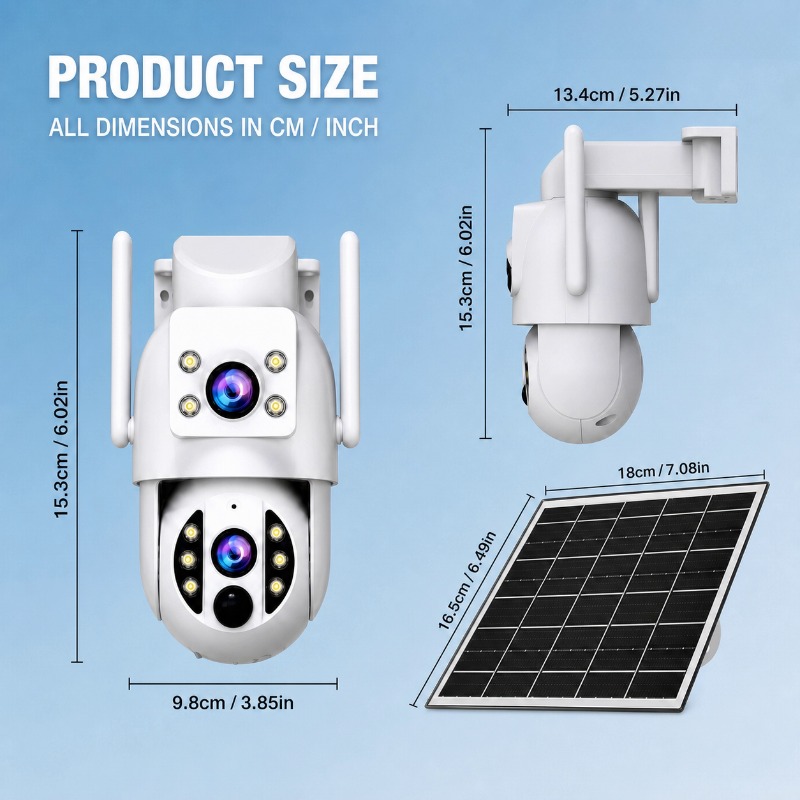 Image of Jooan 4mp Qhd Wifi Solar Camera, 5x Electronic Zoom, 360° View, Detachable Solar Panel & Low Power Battery, Spotlight Alarm, Human & Motion Detection, Night Vision, Audio, Ipx6