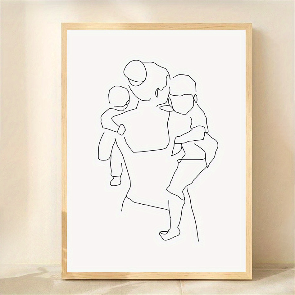 TEMU 2d Flat, 1pc, 2d Flat, Frameless, 12x16 Inches, Mother Portrait, Art, Family Illustration, , Mother And Child Print, Gift For Mom, Mother's Day