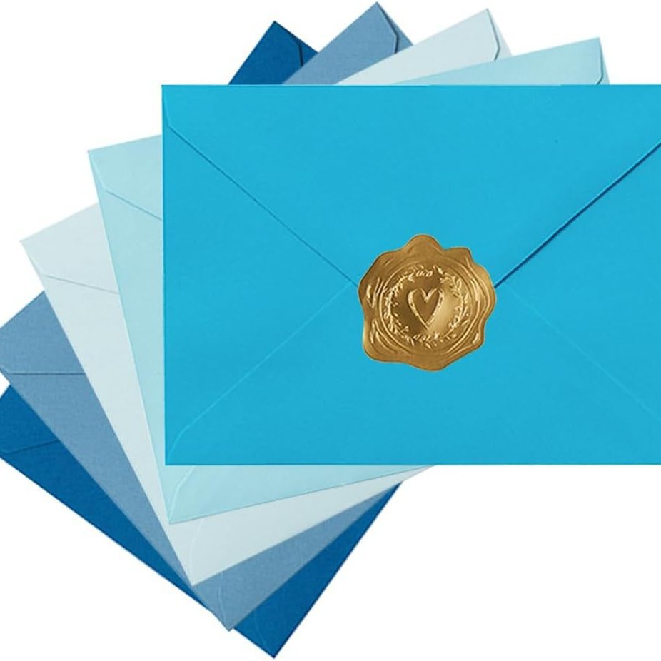 TEMU 50pcs Including 25 A7 Colored Envelopes + 25 Stickers, Wedding Party Invitation Folding Thank You Cards With Heart Stickers For Sealing