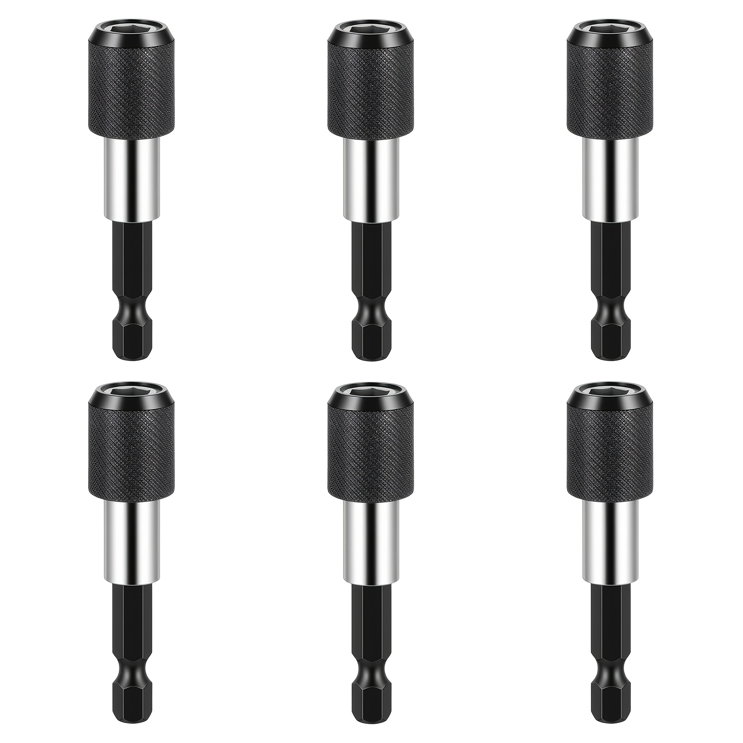 TEMU Juego de 6 varillas de extensión rápida, extensión para broca, adaptador magnético de extensión para broca, portapuntas magnético de rápida para