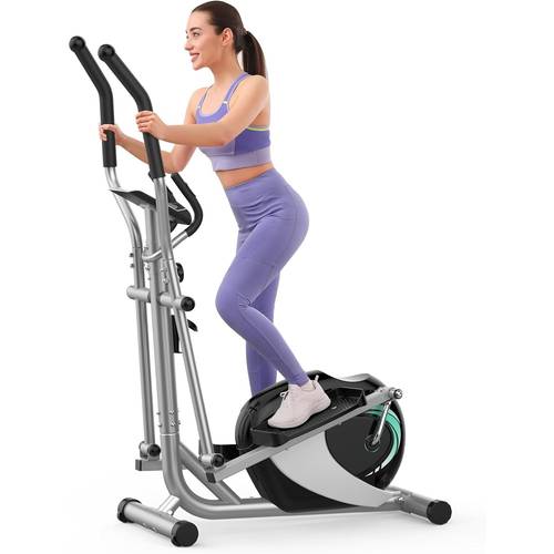 elliptical bike cross trainer with 8 level adjustable compact machine for full body home fitness