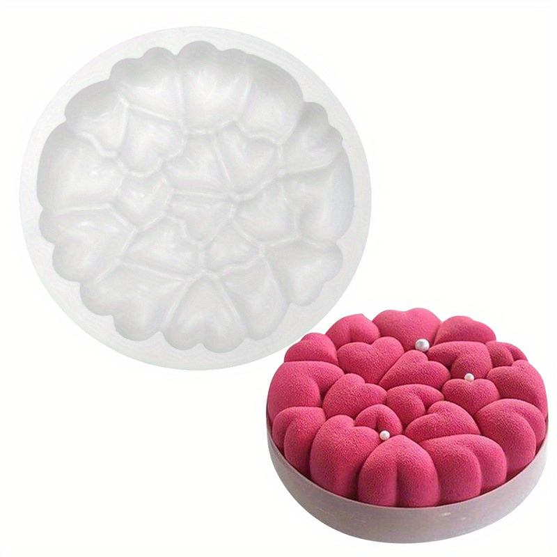 Image of 1pc 7-inch Heart-shaped Round Silicone Mold Chocolate Baking Tool